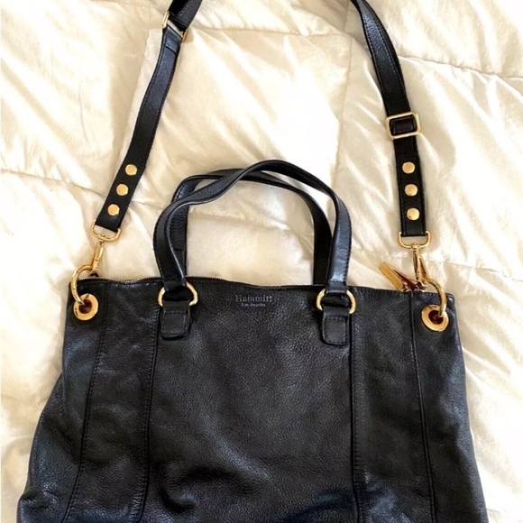 Hammitt Los Angeles Daniel Large Black Bag Purse w Gold Hardware Shoulder Strap - Picture 3 of 9